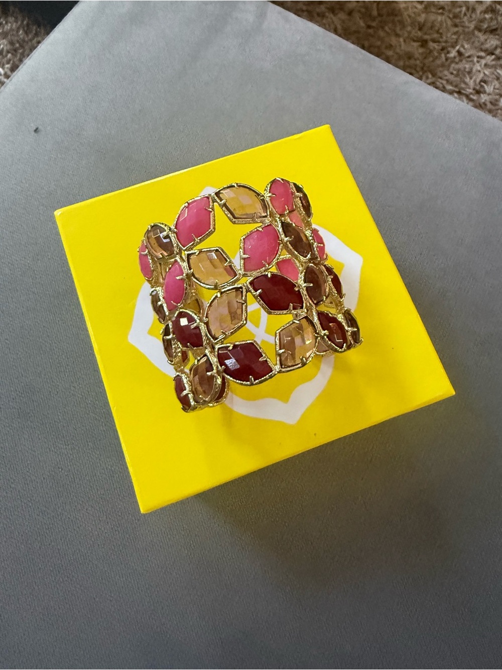 Kendra Scott Gold Cuff Bracelet with Pink and Magenta Stones - Picture 4 of 4
